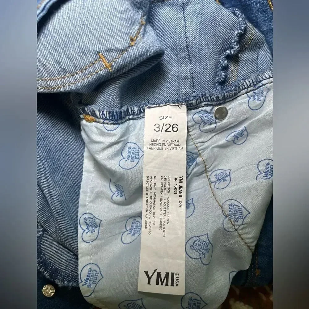 YMI High Rise Button Fly Jean Shorts Size 26